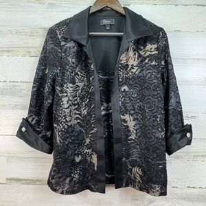 Dressbarn Collection Womens 14 Black Lace Metallic Evening Jacket Tank Set Party